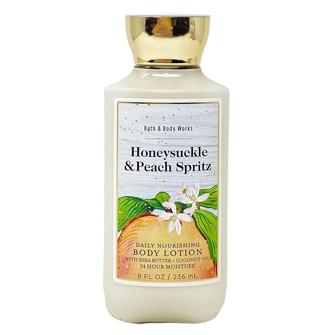 Bath & Body Works Super Smooth Body Lotion Sets Gift For Women 8 Oz (Honeysuckle & Peach Spritz)