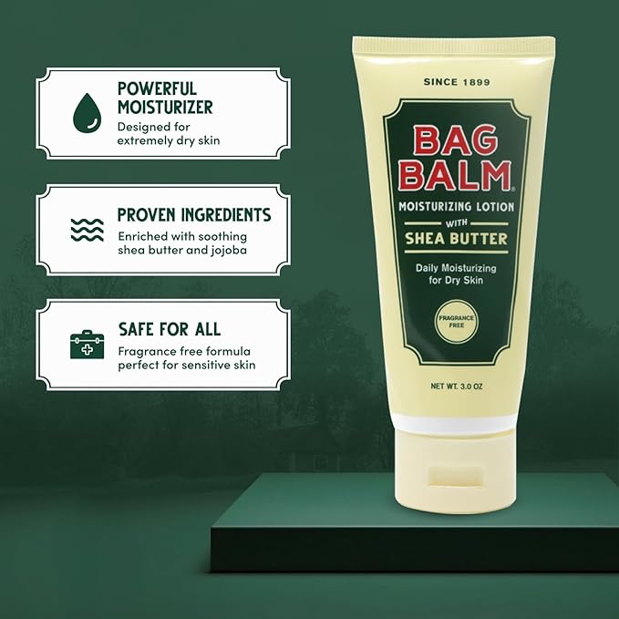 Bag Balm Vermont's Original Hand & Body Dry Skin Lotion with Shea Butter and Jojoba, Daily Hand Lotion for Dry Hands - Fragrance-Free, Non-Greasy Hand Moisturizer, Tube - 3oz, 2 Pack