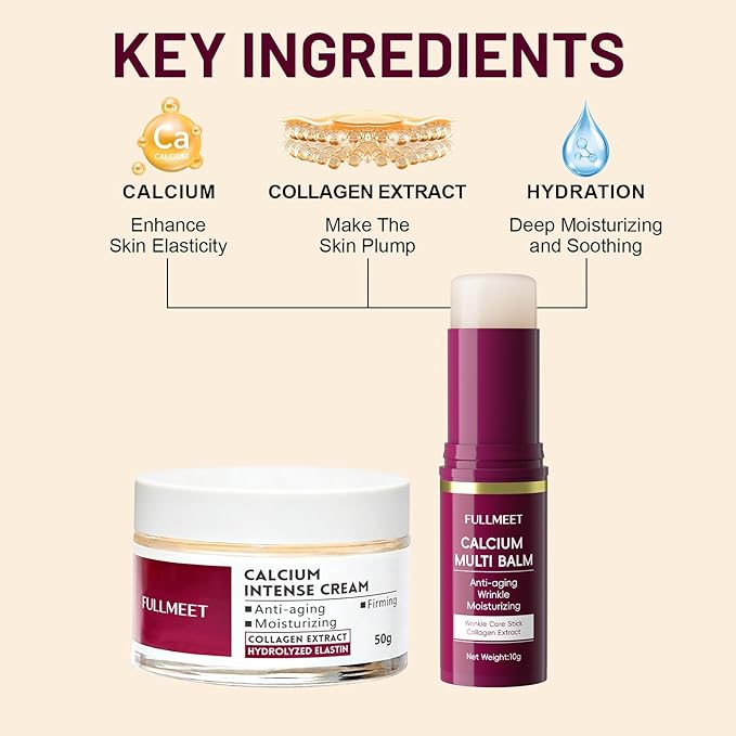 Calcium Multi Balm Stick + Calcium Intense Cream, Anti-aging, Moisturizing & Smoothing Eye Care, Gentle for Skin