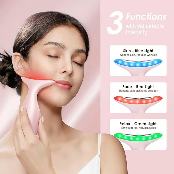 Neck Massager — Portable Facial/Neck Massager with Constant Temperature Heat Therapy and Vibration Massage. USB Rechargeable, Three Adjustable speeds. Relieves Fatigue and aids in Skincare Absorption