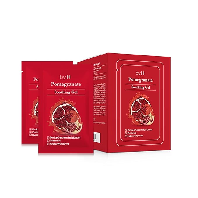 by.H Pomegranate Soothing Gel (30 PCS) - Revitalizing Gel with Natural AHA for Skin Elasticity, Hydration - Antioxidant Effects - Perfect for Wrinkle Prevention, Pure Aloe Vera Alternative