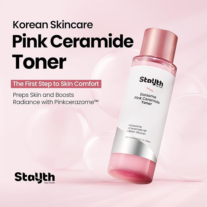 Exosome Pink Ceramide Toner – Korean Skincare Hydrating Milk Toner with Ceramides, Vitamin B12 & Exosome for Moisture, Skin Conditioning & Comfort (200ml / 6.76 fl. oz)