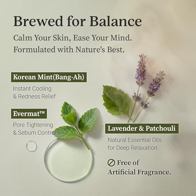 Bang-Ah Tea Cooling Facial Toner – Hydrating & Soothing Korean Mint Toner for Sensitive Skin, Lightweight Refreshing Korean Toner, 150 ml / 5.07 fl oz