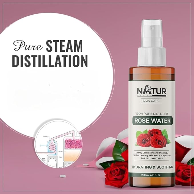 BEMT Natural Rose Water Toner – 200 ml (Pack of 2) | Gentle Face & Skin Mist for Refreshing Use | Pure Distilled Gulab Jal for Daily Skincare