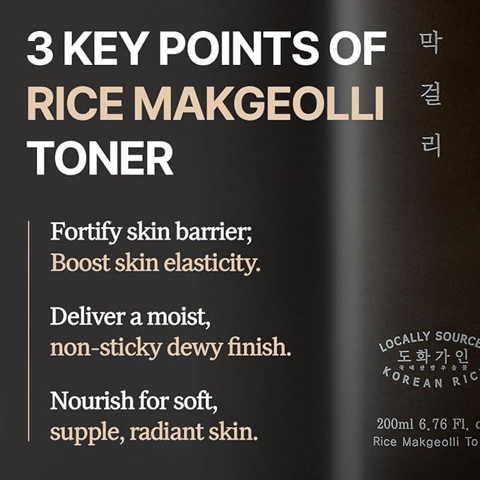 Rice Makgeolli Toner – Hydrating & Refreshing Skin Prep – Made with Domestically Sourced Korean Rice – 200 ml (6.76 Fl Oz) – Korean Skincare