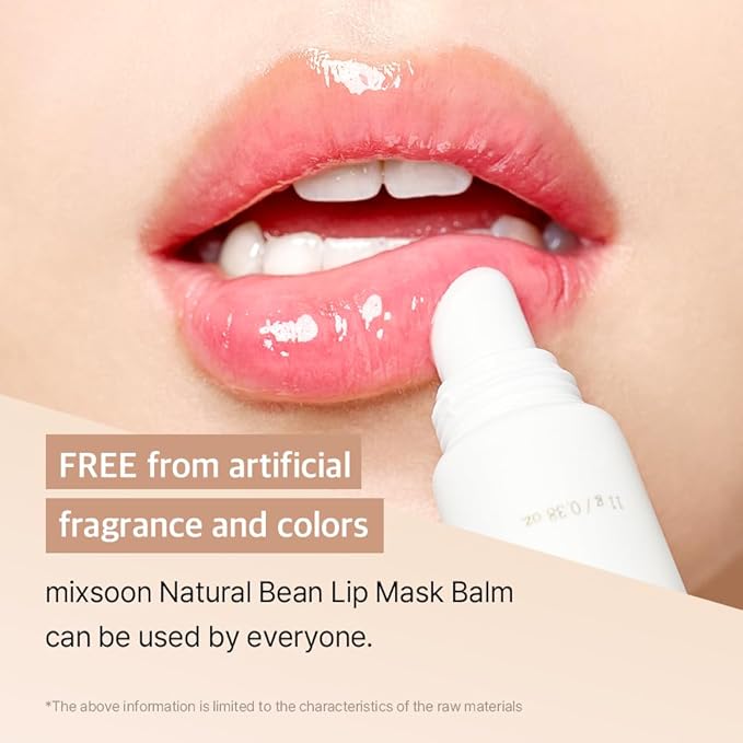 mixsoon Natural Bean Lip Mask Balm - Hydrated Lips, Softening, Fermented Bean and Shea Butter, Vegan Formula for Smooth Lip Balm 11g / 0.37 fl. oz. Korean Glass Skin Care