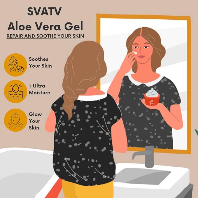 SVATV Natural Aloe Vera Gel With Lemon Fragrance for Face, Skin, Hair & Sunburn Relief, Unscented Gel | Suitable for All Skin Types - (200g, 7.05 oz, 0.44lbs)