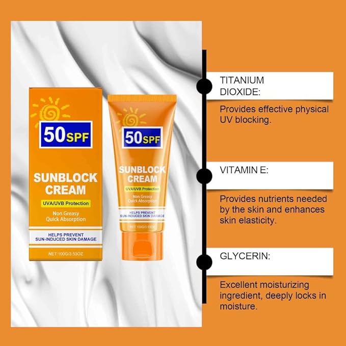 2PCS Facial Body Sunscreen SPF50 Whitening Sun Cream Broad Spectrum UV Protection Hydrating Anti-Aging Sunblock Skin Protective Cream
