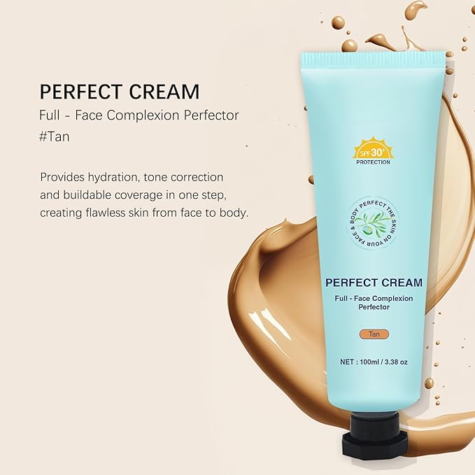 Tinted Sunscreen for Face SPF30+ 100ml Each - Full - Face Complexion Perfector - Sweat - Proof & Moisturizing (Tan)