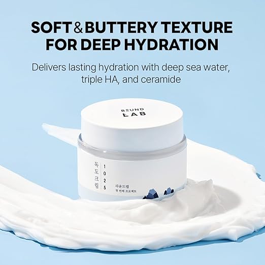ROUND LAB 1025 Dokdo Cream 2.71 Fl Oz, 48-Hour Deep Hydrating Face Moisturizer for Acne-Prone, Redness and Sensitive Skin with Ceramide, Skin Barrier Repair Face Cream, No Fragrance, Korean Skin Care