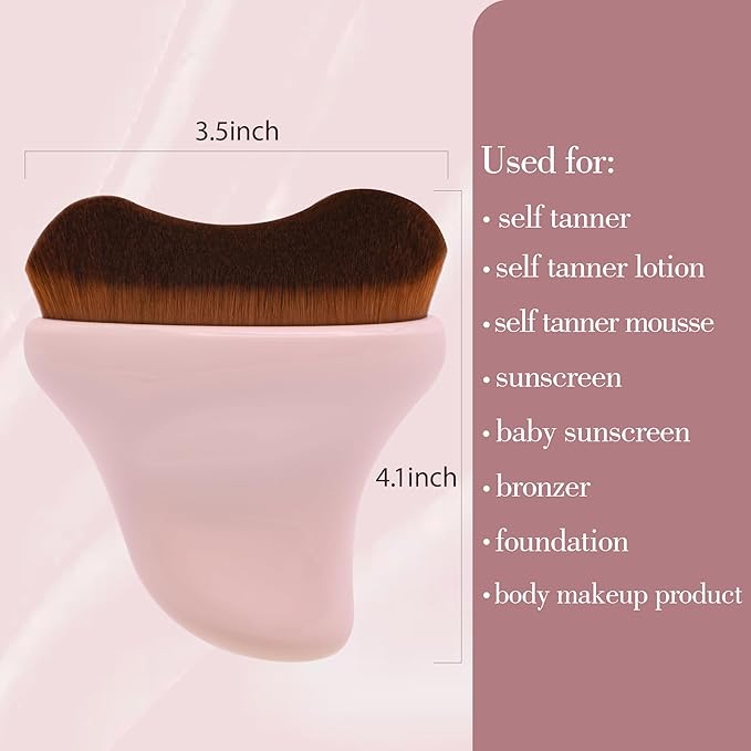 Self Tanner Brush - Kabuki Bronzer Brush for Face & Body Makeup - Self Tanning Mitt for Face, Body & Legs (Pink)