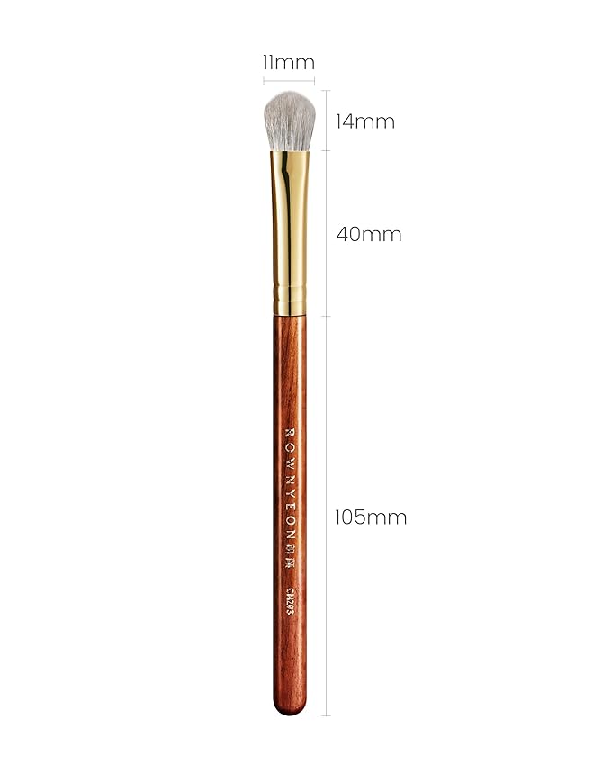 Desert Oak Series LayerCush Fold Builder - Small Arctic Fox & Goat Hair Brush for Precise Eyeshadow Placement, Luxury Bubinga Handle (CM 203)