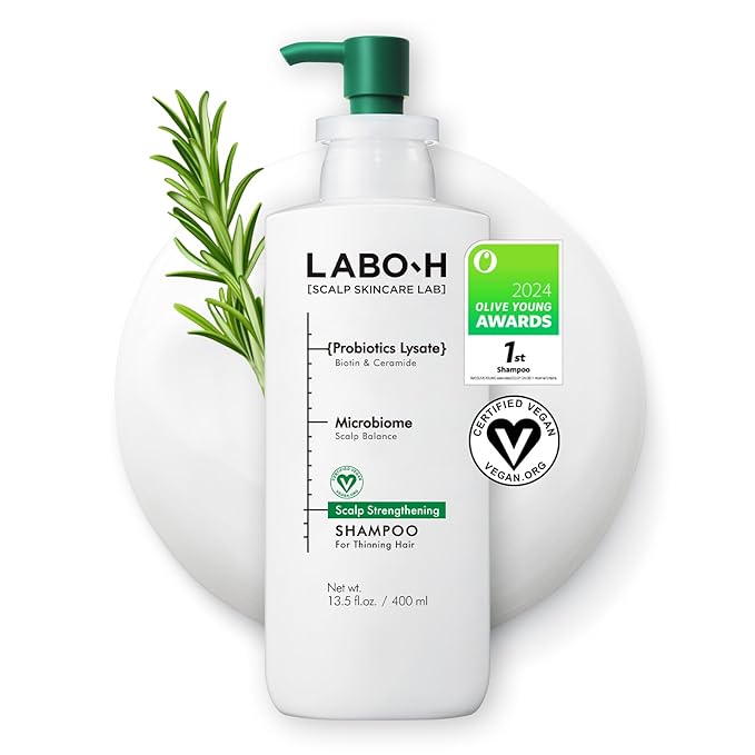 LABO.H Scalp Strengthening Shampoo for Hair Growth & Anti-Loss | Vegan Ceramide Haircare Routine with Rosemary Oil, Biotin and Caffeine, Paraben Free, Korean Hair Care, 13.5 Fl. oz.
