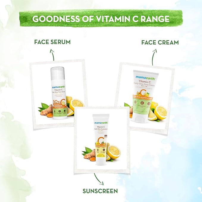 Mamaearth Vitamin C Daily SPF 50 Sunscreen with PA+++ | Gives Broad Spectrum Sun Protection | Non-Greasy | 0.71 Oz (20g)
