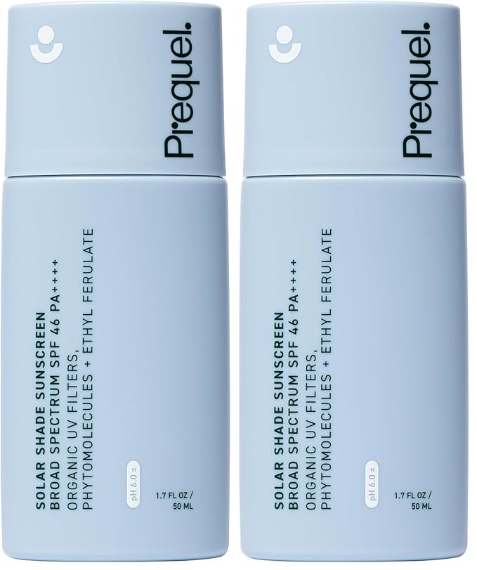 Prequel Skin Solar Shade - Moisturizing Face Sunscreen SPF 46 PA++++ Broad Spectrum UV Protection. Hydrating Sunblock for Dry Skin. Lightweight Travel Size Sun Protection, 1.7oz (Pack of 2)