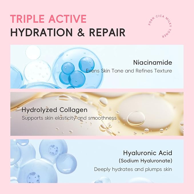 PDRN CICA Milky Toner, 5000ppm Salmon PDRN & Centella Hydrating Toner for Face with Niacinamide & Hyaluronic Acid, Support Skin Barrier & Boost Radiance, Suitable for All Skin Types (Pack of 2)