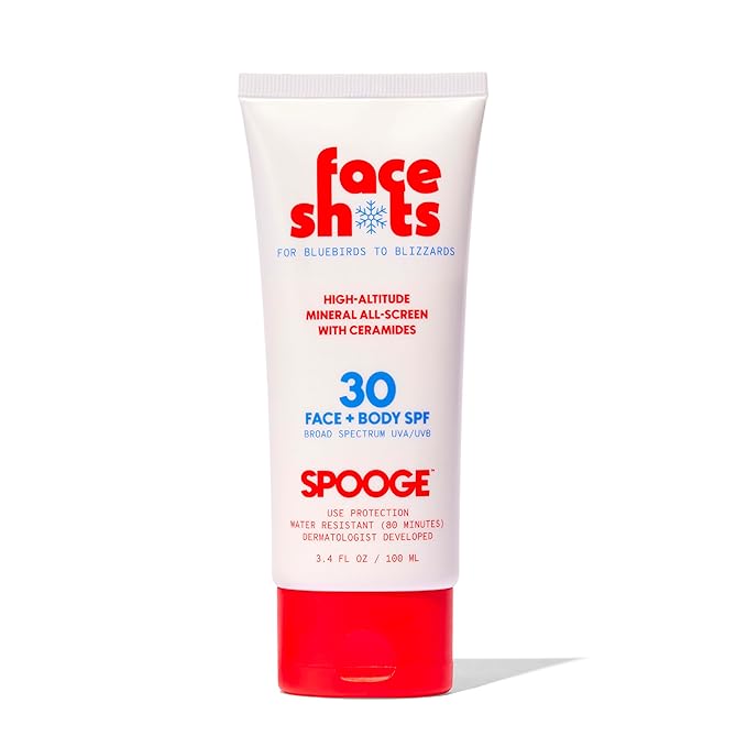 Face Shots High-Altitude All-Screen - Mineral Ski Sunscreen SPF 30 for Winter Sports - Mountain Sunscreen for Snow Sports - Water Resistant 80 Min - Edelweiss + Ceramides + Zinc Oxide - 3.4 FL OZ
