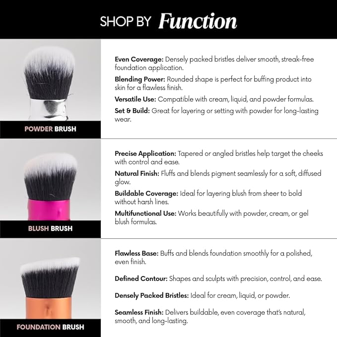 Mini Glamstick Retractable Foundation Brush - Travel Face Makeup Brush for Liquid, Cream Buffing & Blending, Cruelty-Free Bristles