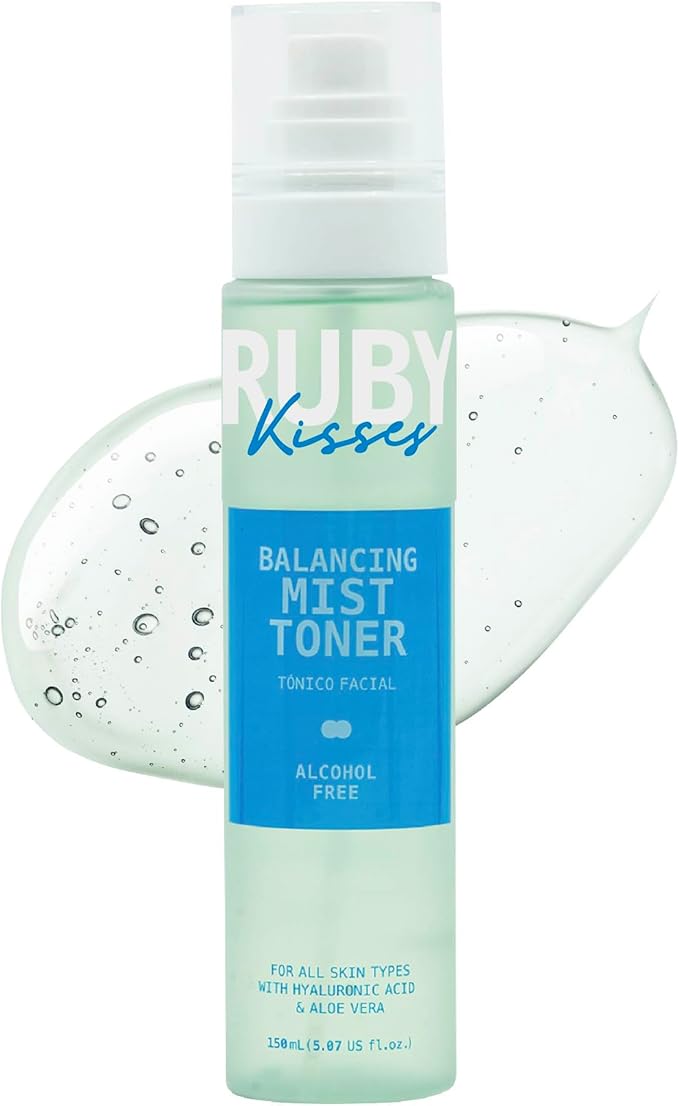 Ruby Kisses Balancing Face Mist Toner, Hydrating for Sensitive, All Skin Types, Light & Fresh Spray-on Toner, Reduce Redness & Inflammation, Alcohol Free, Made in Korea