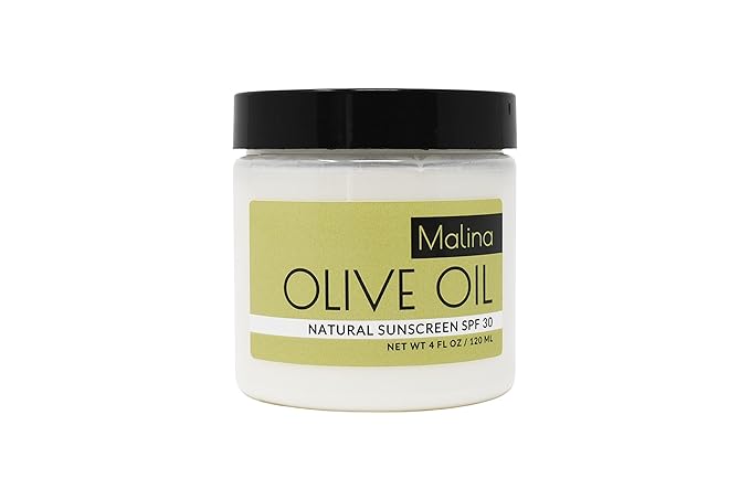 Malina™ Organic Olive Oil Natural Sunscreen | SPF 30+ | Nontoxic | Baby-Safe | Reef-Safe | No Preservatives | No Synthetic Fragrance (4 Fl Oz)