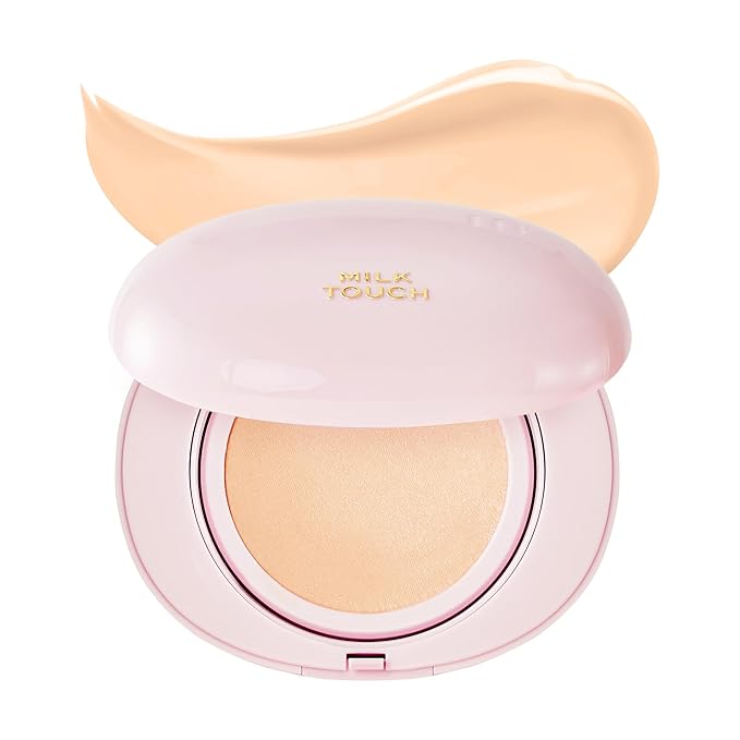 milktouch Cushion Foundation, 24H Flawless Skin, Radiant Shine, No Oxidation, Long-Lasting, Non-Creasing, 60% Hydrating Skincare Infused Korean, Stocking Stuffers, Christmas Gifts (19W Warm Ivory)
