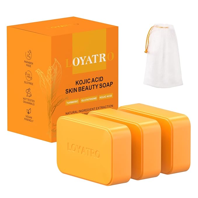 Kojic Acid Turmeric Soap Bar 3 Pack for Body & Face, Made with Natural and Organic Ingredients. Gentle Soap, For All Skin Types