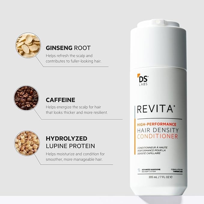 DS Labs For Men & Women Revita Conditioner - Scalp Refreshing Hydration for Fuller Looking, Weightless Hydration, Caffeine, Turmeric, Sulfate & Silicone Free, Color Safe, 205 mL | High-Performance, Strengthening, Thickening, Volumizing, Fuller