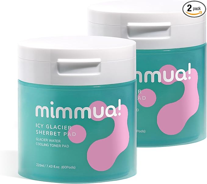 Ice Sorbet Toner Pads | Skin Prep Wipes for Puffiness, Under Eye Bags & Instant Face Lift | Gel Pads for Sunburn Relief & After Sun with 30% Glacial Water & Caffeine | Pack of 2 (120 Count)