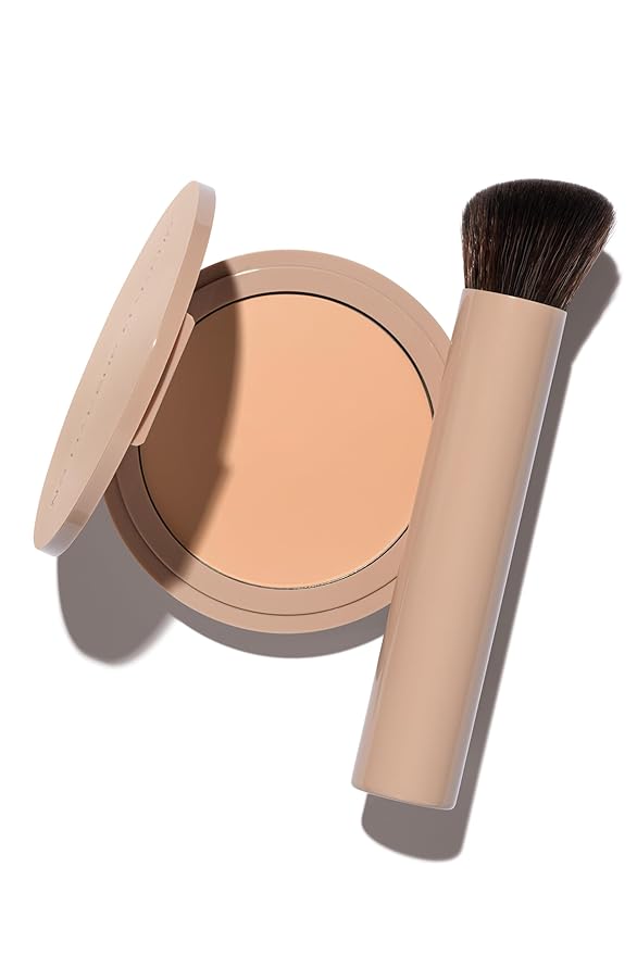 No Makeup Makeup Foundation + Brush Duo, Cream-Balm Formula Conceals, Corrects and Camouflages with Skin-Tone Adaptive Flexshade Technology, Buildable, Long-Lasting, Cruelty-Free, Vegan, Fair