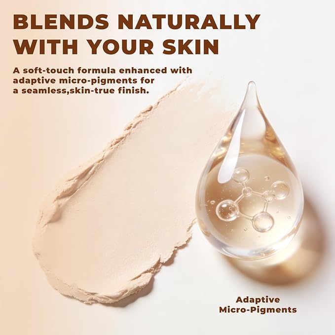 korean foundation stick with color-changing tone matching formula - lightweight cream foundation for natural finish, waterproof long-lasting face makeup with brush for all skin types (natural color)