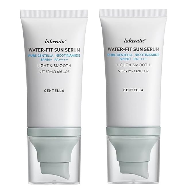 Centella Sunscreen SPF 50,Face Sun Screen Long-Lasting Protection,Madagascar Sunscreen, NO White Cast-Dry Oily Skincare,Moisturizing Non-ticky Centella Water-Fit Sun Serum for All Skin (2 PCS Blue)