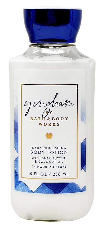 Bath & Body Works Gingham - Deluxe Gift Set - Fine Fragrance mist, Body Cream, Shower Gel and Body Lotion With a Natural Oats Sample Soap.
