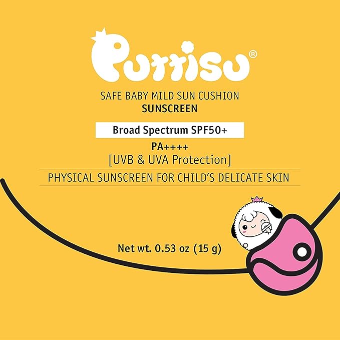 Puttisu Safe Baby Mild Sun Cushion SPF50 PA+++ UVB& UVA Protection Physical Sunscreen for Baby and Kids (0.53 0unce (Pack of 3)