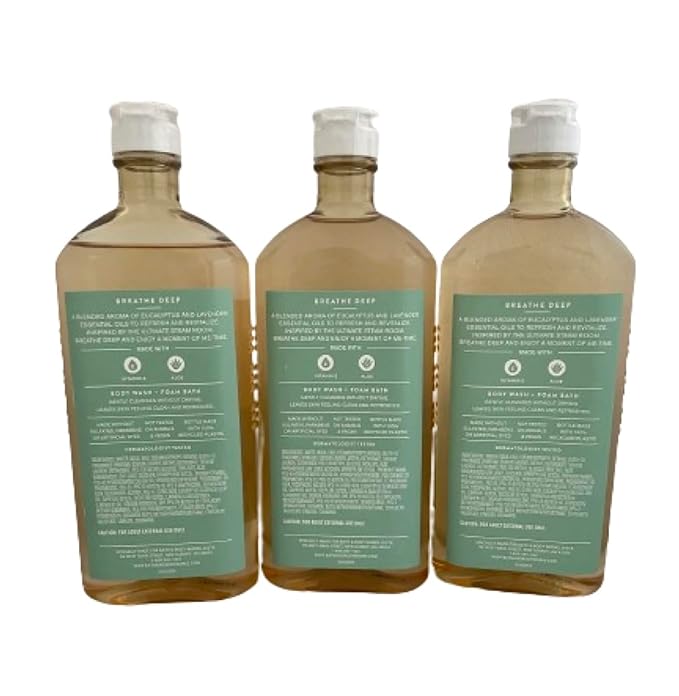 Bath & Body Works Aromatherapy Eucalyptus + Lavender Body Wash & Foam Bath, 10 fl oz per Bottle (3 Pack) (Eucalyptus + Lavender)