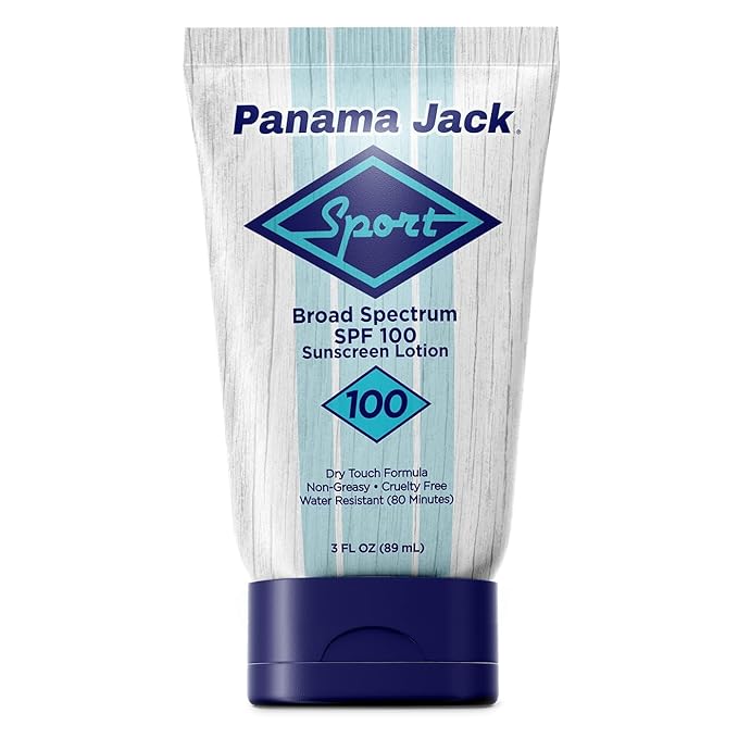 Panama Jack Sport Sunscreen Lotion - SPF 100, Broad Spectrum UVA/UVB Protection, Non-Greasy, PABA, Paraben, Gluten & Cruelty Free, 3 FL OZ (Pack of 1)