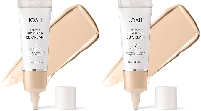 JOAH Beauty Perfect Complexion BB Cream with Hyaluronic Acid and Niaciminade, Korean Makeup with Medium Buildable Coverage, Evens Skin Tone, Lightweight, Semi Matte Finish, Fair with Warm Undertones