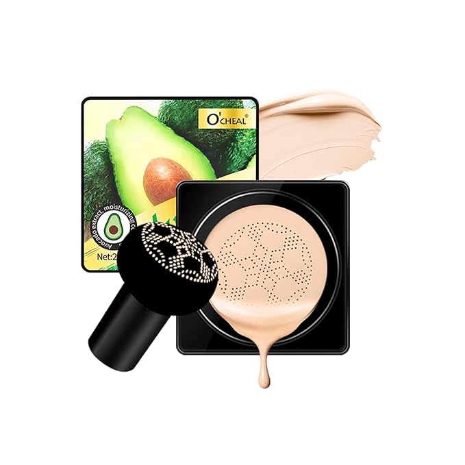 O'CHEAL Mushroom Head Air Cushion BB Cream Foundation Cream for Face Makeup Concealer Cushion for Face Comestics Make Up Cushion Compact Ivory