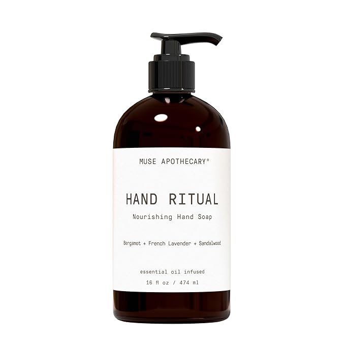 Muse Apothecary Hand Ritual - Aromatic and Nourishing Hand Soap, Infused with Aromatherapy Essential Oils - USDA Certified Biobased - 16 oz, Bergamot + French Lavender + Sandalwood