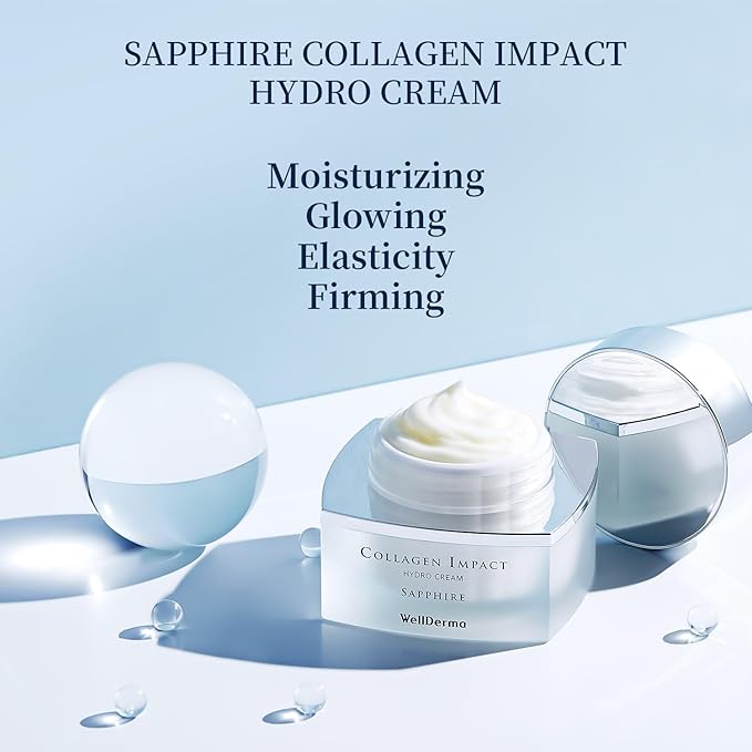 WELLDERMA Sapphire Collagen Impact Hydro Cream, 50g / 1.69 fl.oz – Hydrating & Balancing Face Moisturizer with Collagen Complex and Niacinamide