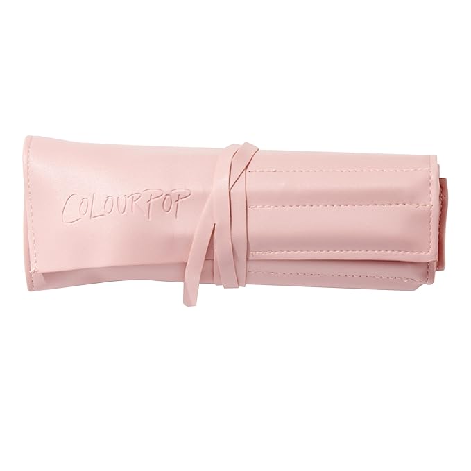 ColourPop Smoke 'N Roses Brush Roll Face & Eye Brush Set - Face & Eye Makeup Brush Set - Made with Luxe Synthetic Vegan Bristles - Includes Holder (14 Count)