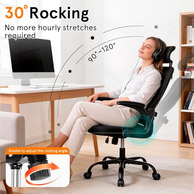 Ergonomic Office Chair, 400 LBS Office Chair Computer Rolling Comfortable Gaming Mesh Office Chair with Adjustable Lumbar Support High Back Desk Chair for Home Work (Lower)