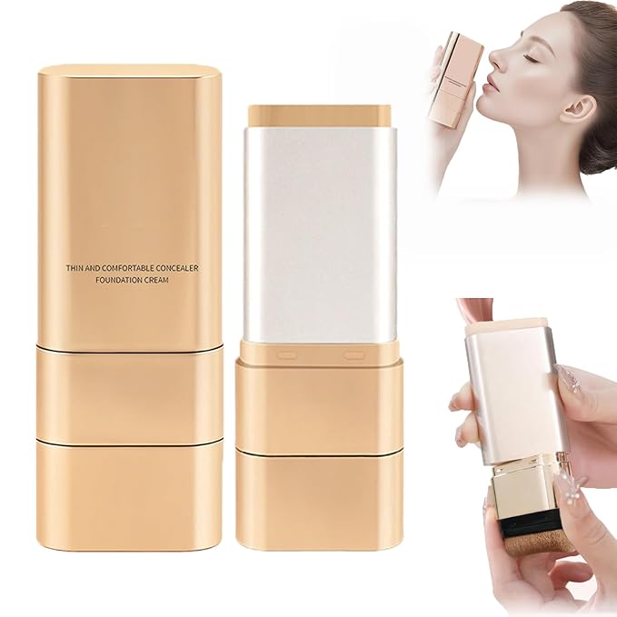 Luminous Dual-Ended Concealer Foundation Stick, Foundation Stick Korean 3 in 1, Multi-use Double Head Foundations Make up Sticks, Sweat-Proof for All Skin Types (#01 Ivory White)
