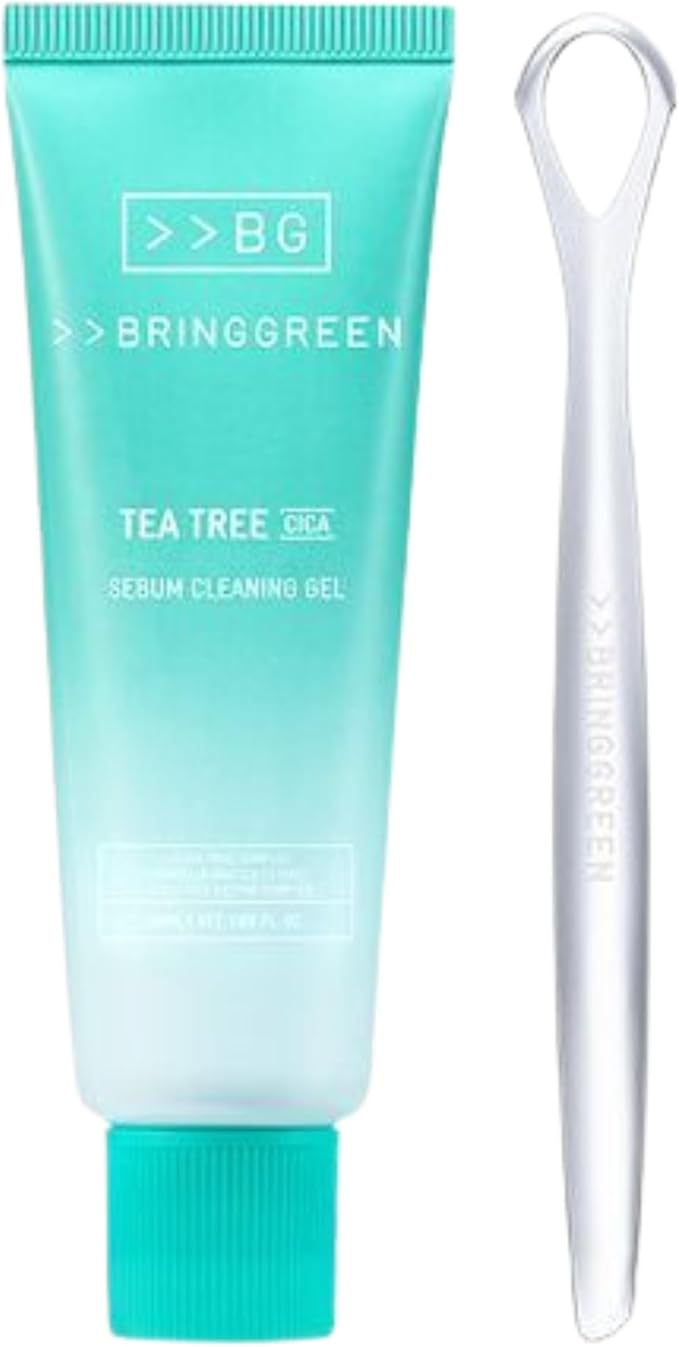 BRING GREEN Tea Tree Cica Sebum Cleaning Gel Set | Korean Blackhead Remover & Pore Minimizer with Pore Cleaner Tool | Sebum Softener for Face, Nose & Chin | Gentle Alternative to Pore Strips & Vacuums