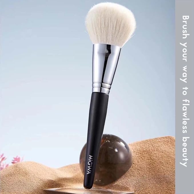 12 Pieces Premium Goat Hair Makeup Brush Set Nature Hair Bristles for Flawless Powder Application Durable Copper Ferrules Includes Eco-Friendly Kraft Paper Storage Case and Elegant Gift Box