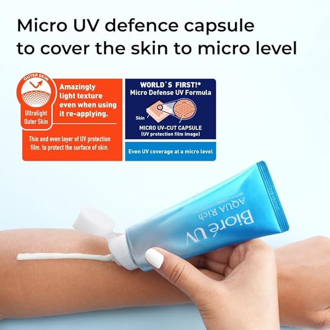 Japanese Sunscreen UV Aqua Rich Watery Essence SPF 50+ PA++++ – Lightweight Water-resistant Based UV Protection Essence for Face & Body,Oil-Free, Non-Greasy,Sensitive Skin Safe, Fragrance-Free (3)