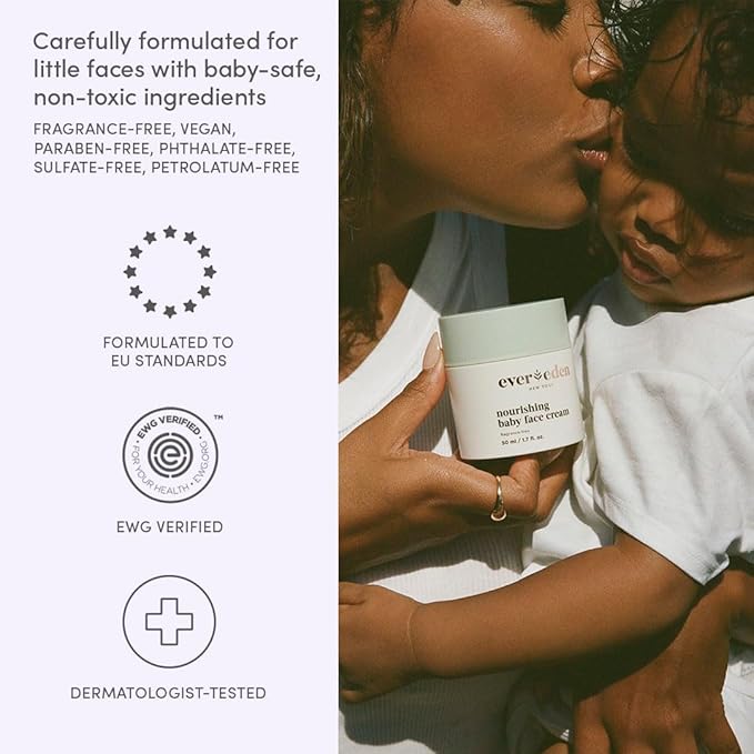 Evereden Nourishing Baby Face Cream, 1.7 oz & Premium Sunscreen SPF 30, 2 fl oz. | 2 Item Bundle Set | 100% Mineral Sunscreen with Zinc Oxide | Clean Baby Skincare