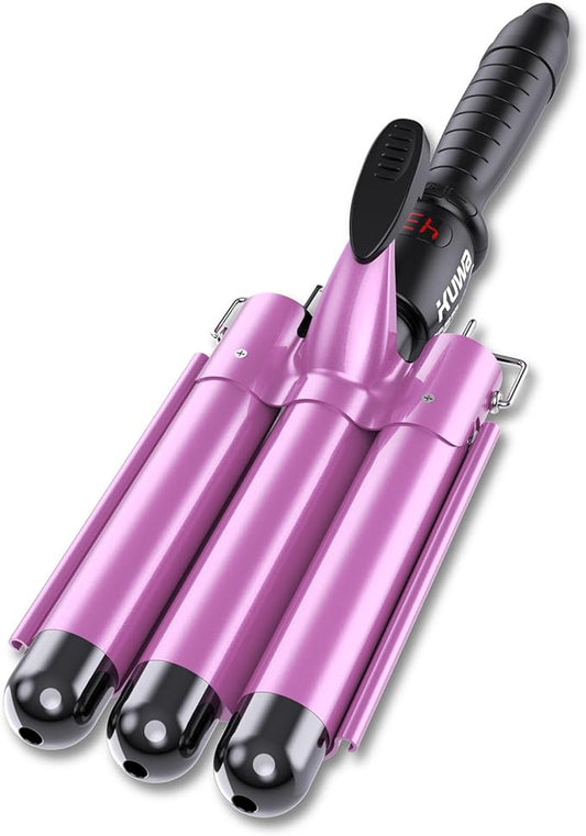 kuwa 3 Barrel Curling Iron,Crimper Hair Tool,Hair Crimper for Women,WaverHair Tool,Hair Waver with LCD Temperature Display