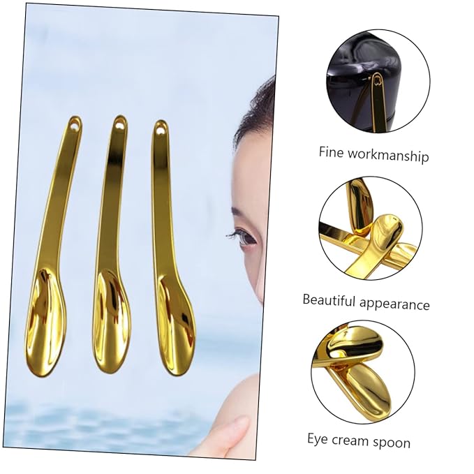 HEALLILY 5pcs Makeup Supply Zinc Alloy Face Cream Eye Cream Spoon for Skincare Golden Facial Mask Scoop Travel-friendly Design