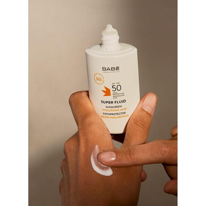Babe Super Fluid Sunscreen SPF 50 – High Facial Sun Protection with Lightweight Texture | Broad Spectrum UVA/UVB | For Sensitive Skin | Non-Greasy & Fast Absorbing – 1.69 fl oz