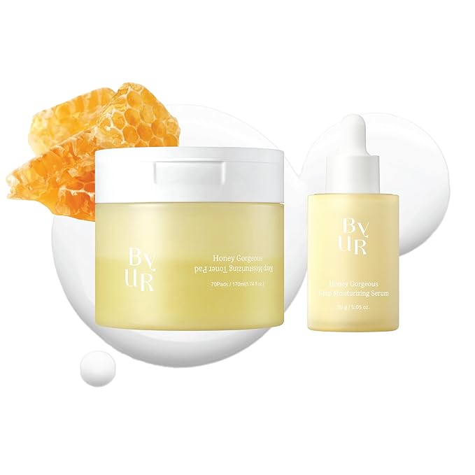 ByUR Honey Gorgeous Keep Moisturizing Toner Pads & Serum Duo - Deeply Hydrating & Nourishing, Firming & Elasticity Care for Dry Skin, Restore Skin Barrier, Honey & Ceramides, Facial Pore Care KBeauty